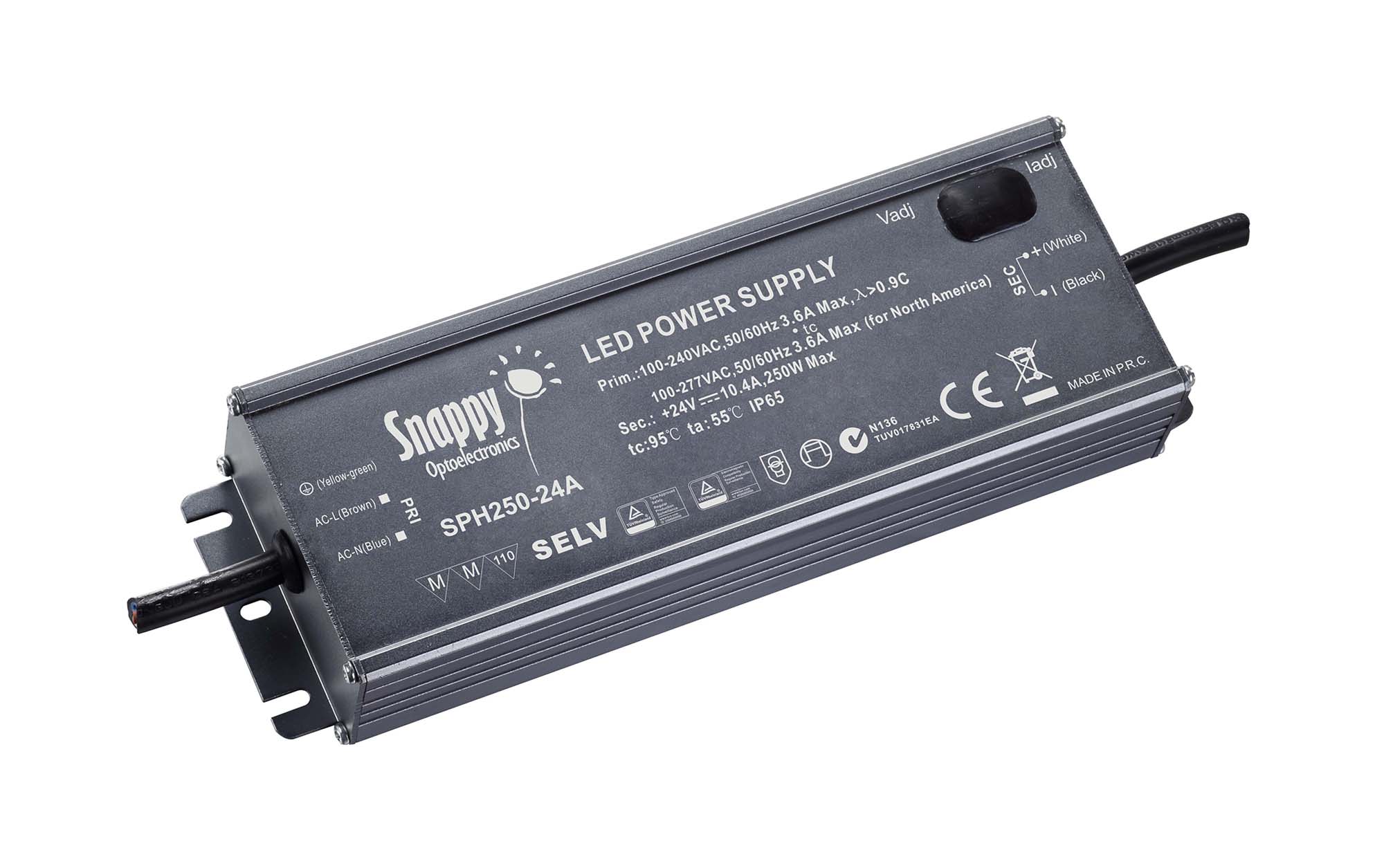 SPH250-24A  250W CV & CC Non-Dimmable LED Driver 24VDC IP65
